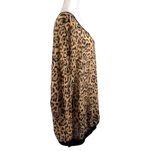 Torrid Leopard Print Semi-Sheer Blouse With Black Trim, Plus Size - Picture 3 of 12